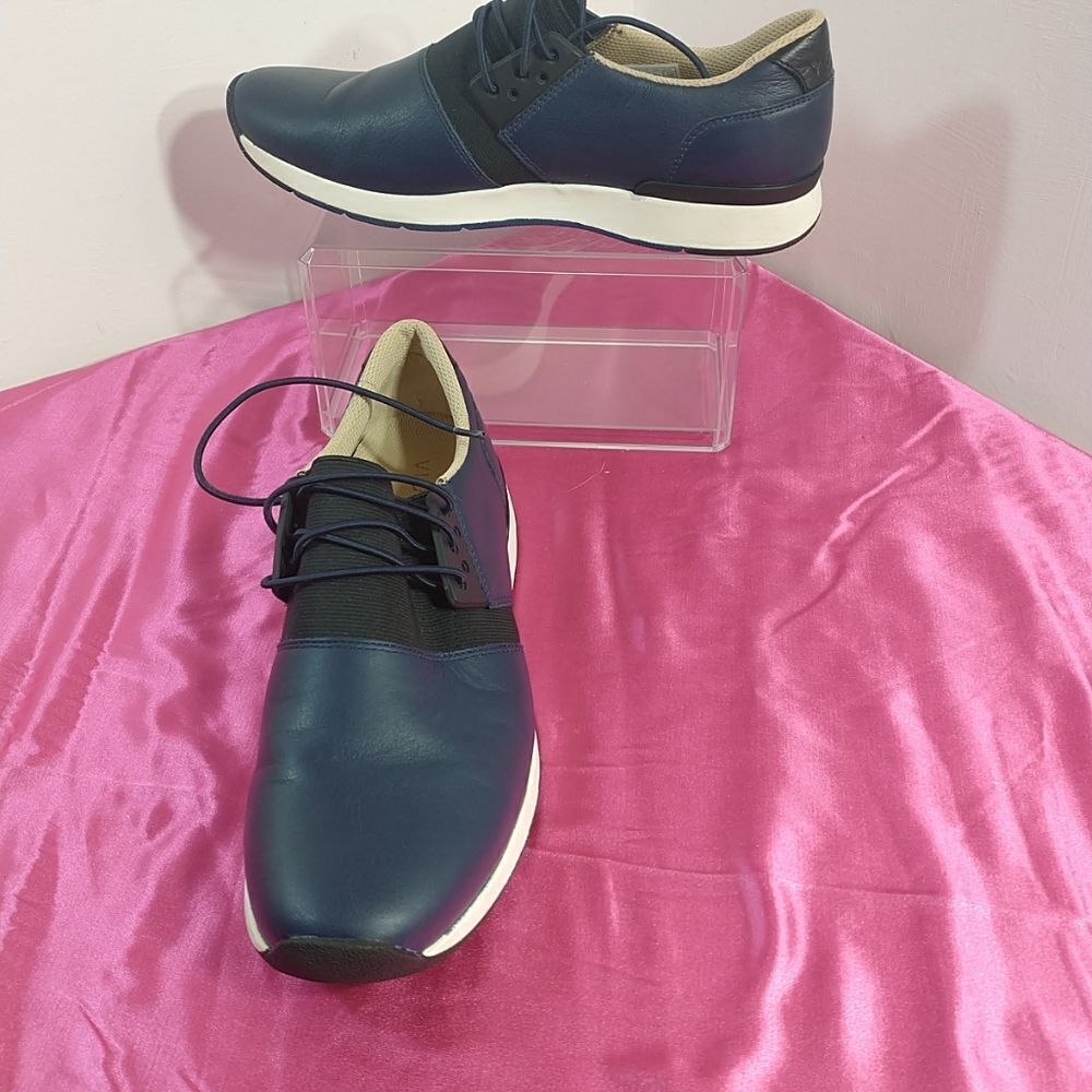 Vionic Carmen Leather Navy Blue Black Sneakers Womens 10 Comfort Orthopedic